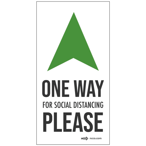 Social Distancing One Way Floor Graphic, 6 in x 12 in, White